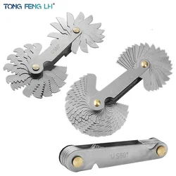 60and55 Degree Screw Thread Pitch Gage Gear Tooth Gauge Metal Folding Measuring Tool Metric Inch US