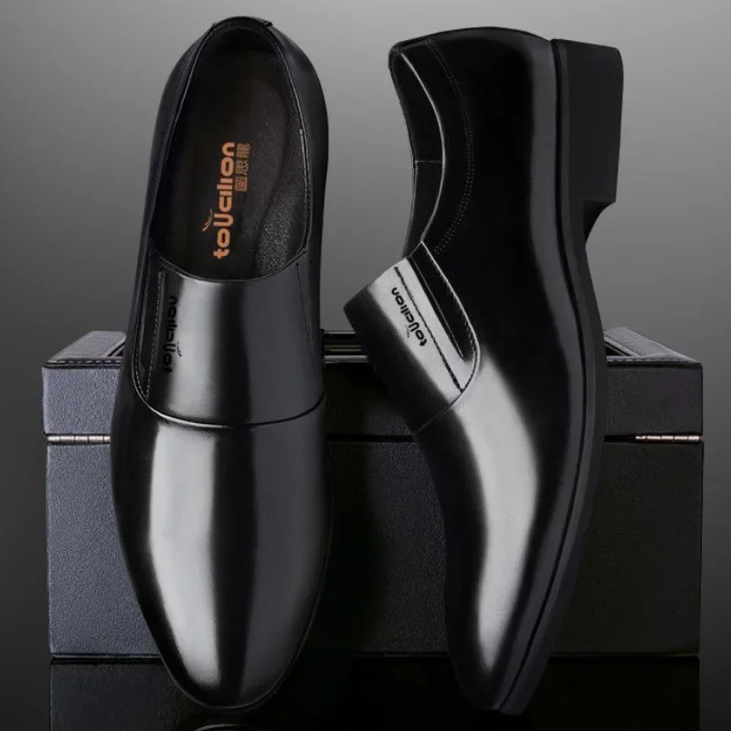 Official Business Men's Formal Shoes Oxfords Lace Up Social Shoe Male Elegant and Classic Cowhide Low Price Cheap Clearance Suit