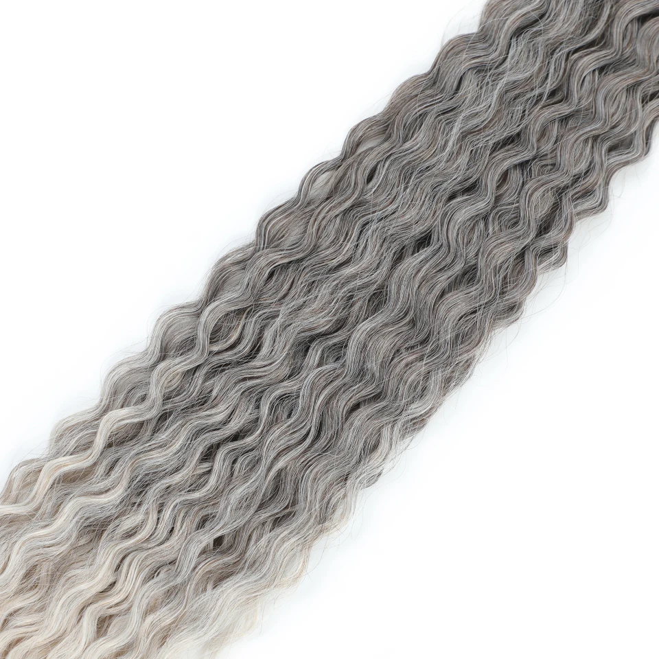 Ombre gris púrpura Ariel rizos onda de agua Twist Crochet pelo 5 uds sintético suelto onda profunda extensiones de cabello trenzado Afro rizos