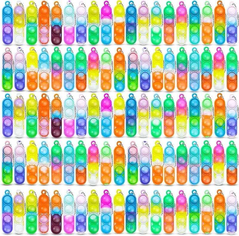 Kids Party Favors Fidget Toys Bulk 24 Pack Mini Pop Fidget Keychain for Kids 4-8,8-12 Year Small Kid Classroom Prizes Fidgets