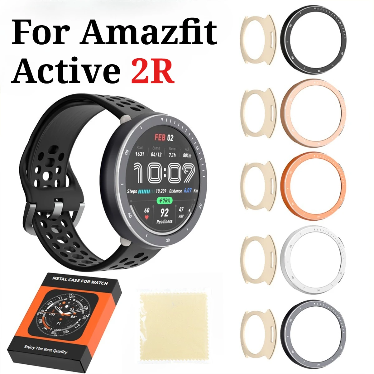 

Replacement Metal Watch Bezel Anti-Scratch Shockproof Watch Case Shell Protective Screen Protector for Amazfit Active 2