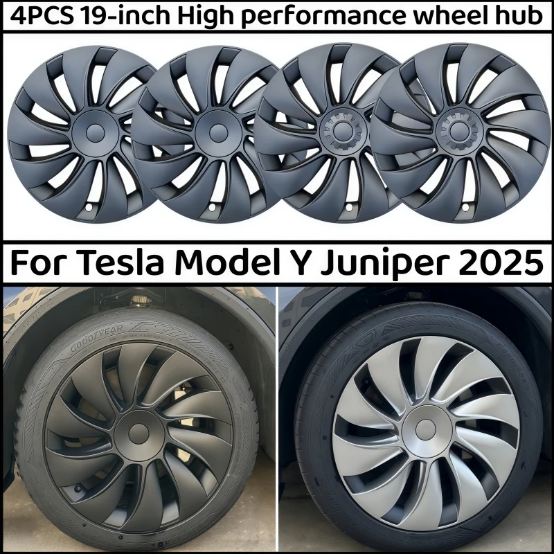 

4PCS 19 Inch For Tesla Model Y Juniper 2025 Hubcap Car Replacement Performance Automobile Wheel Cover Full Rim Caps Accessories