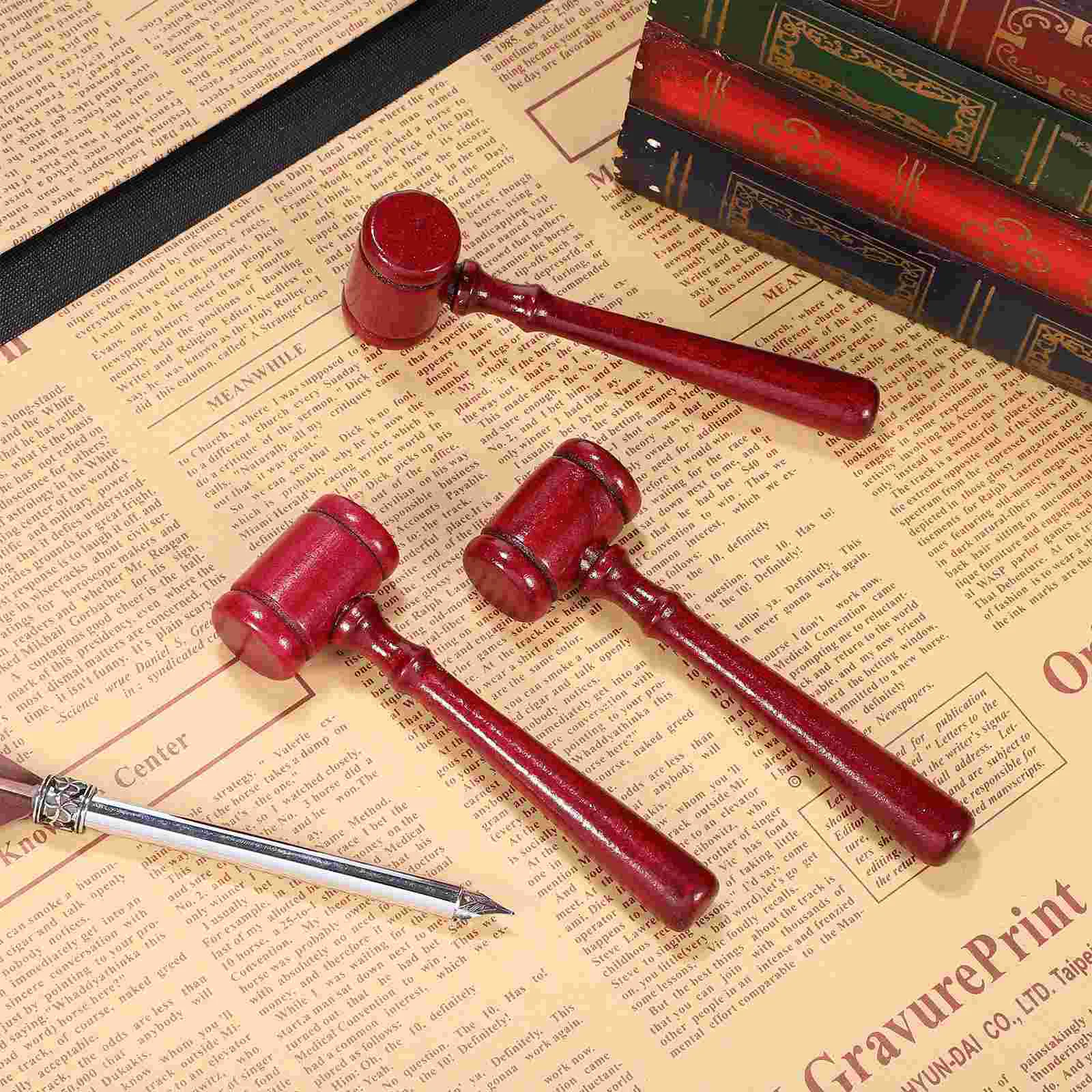 3 Pcs Judge Hammer Mini Toys for Kids Gavel Wooden Prop Hammers Toddler