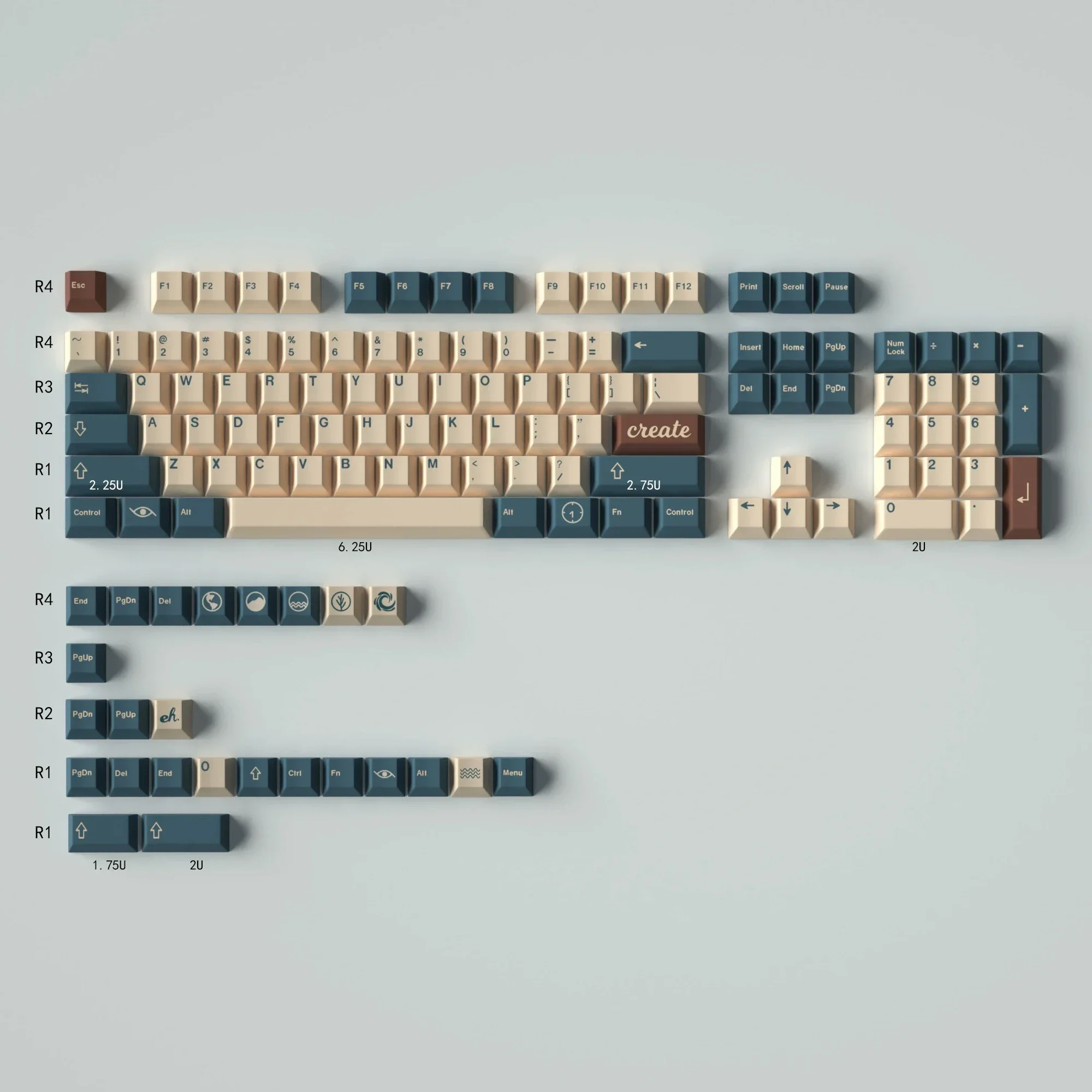 Earth Tones Cherry Profile Keycaps Set Mechanical Keyboard PBT Dye Sublimation Cherry Keycaps