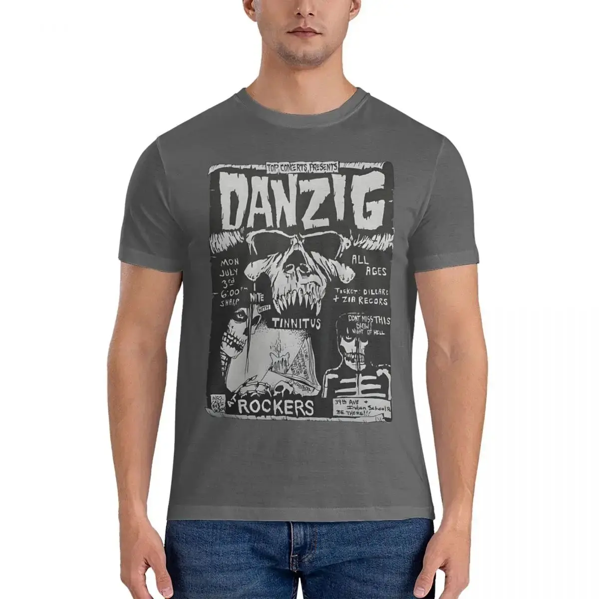 Danzig Misfits Samhain Men T Shirts Misfits Unique Tee Shirt Short Sleeve Round Neck T-Shirt Cotton 4XL  Clothing