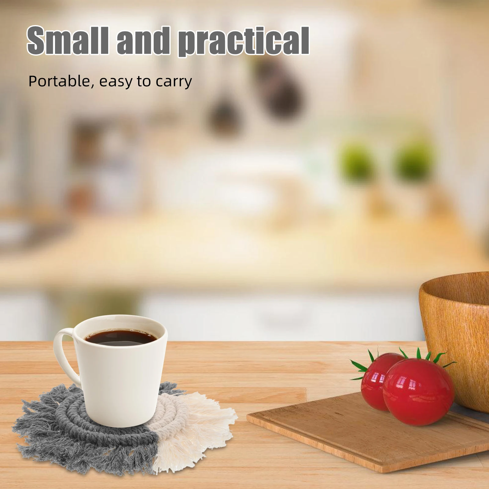 

Woven Coasters Absorbent Macrame Bar with Tassels Boho Desk Drink Coffee Table Cotton Cup Mat
