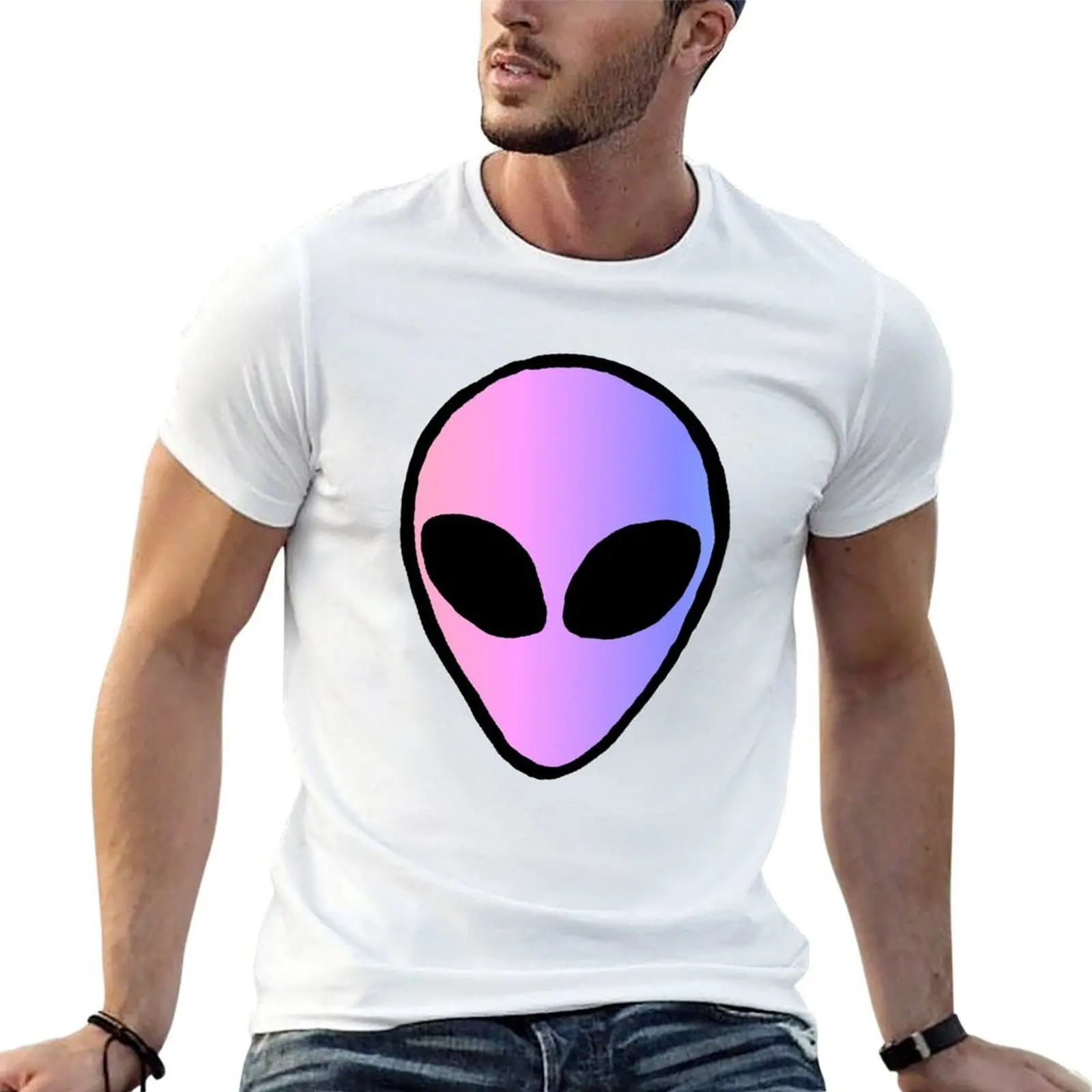 Lavender Alien T-Shirt Sweat Resistant Workout Tee Shirt(4XL 5XL 6XL No shipping)