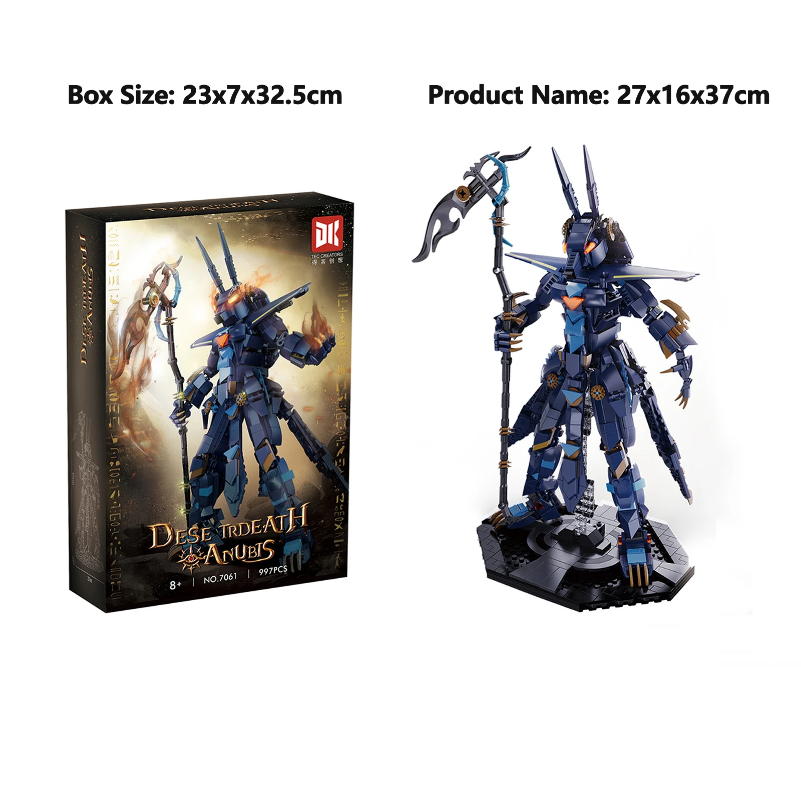 

997PCS Desert Death Mecha Anubis Building Blocks Myths and Legends Figure Model Bricks Assembly Toy Kids Creative Gift DK7061