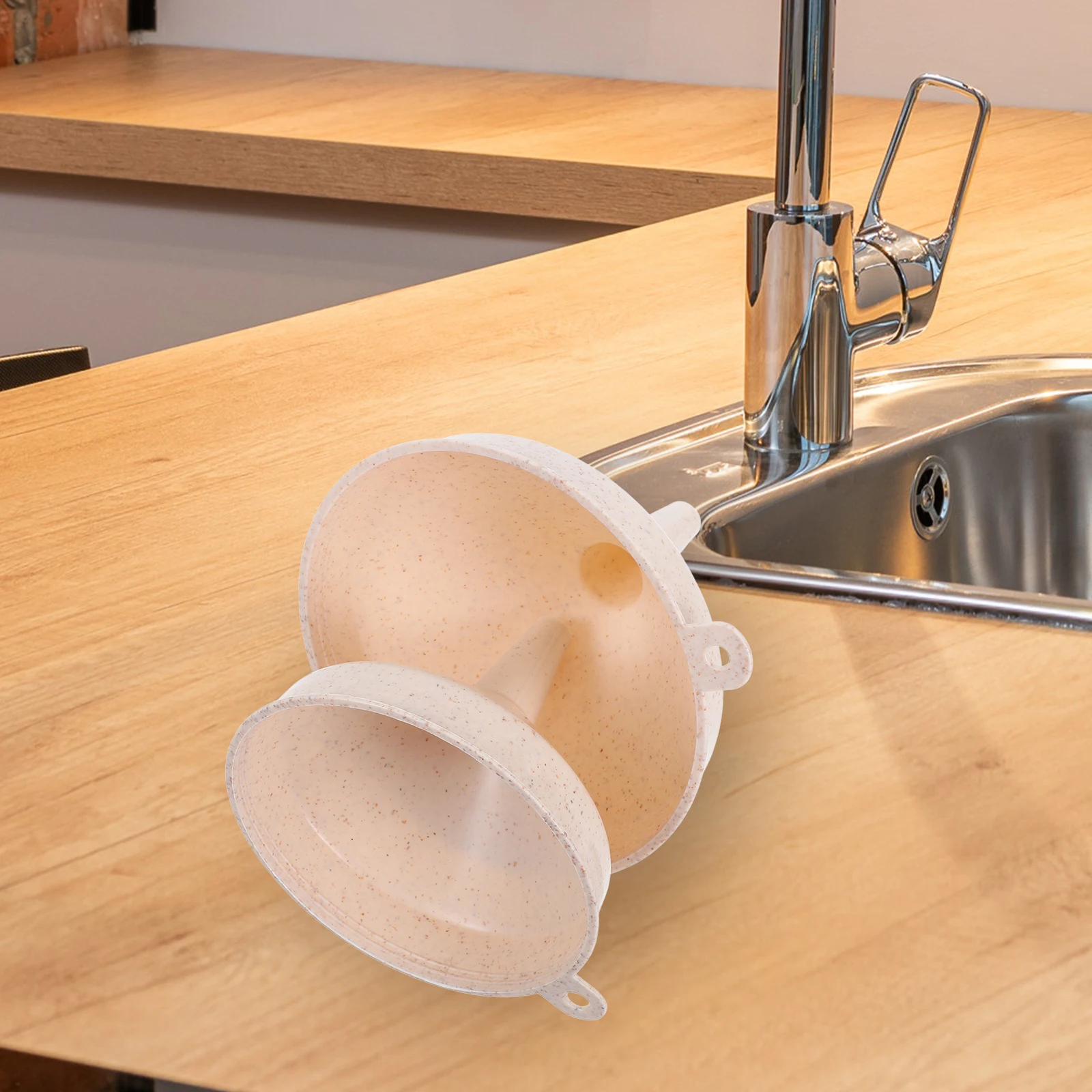 

2pcs Kitchen Household Cooking Large Opening Wide Mouth Handle PP Material Multipurpose Kitchen Canning Funnel Tools