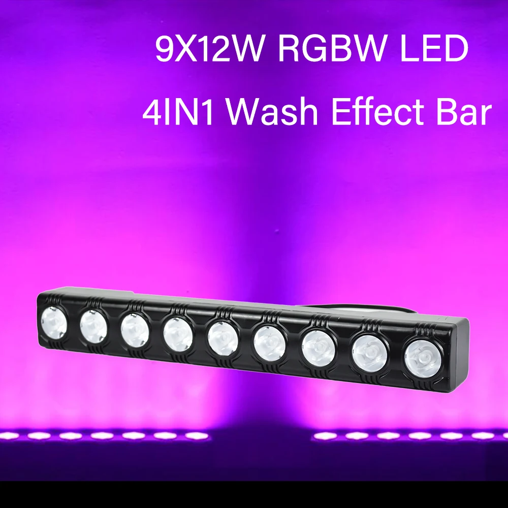 YUER 9 LED RGBW 4IN1 DMX Wall Wash Lamp DJ Disco Party Stage Light Effect for Dance Bar Holiday Wedding Xmas Halloween Decorate