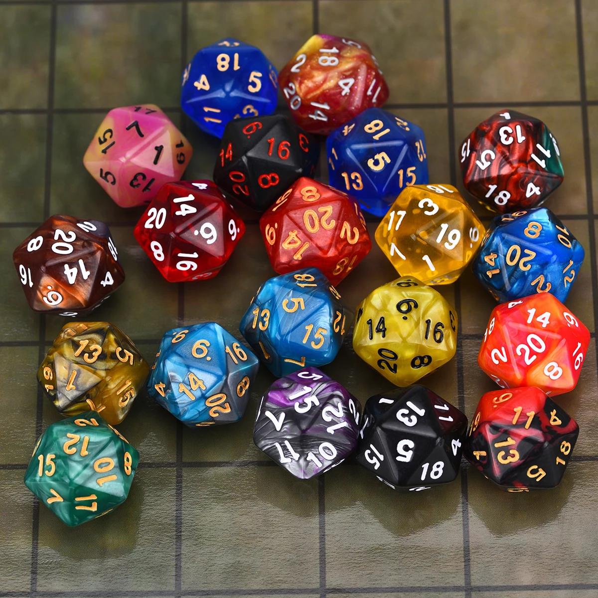 20 Stuks Polyhedral Dobbelstenen Set Willekeurige Kleuren Voor Dnd Tafel Games