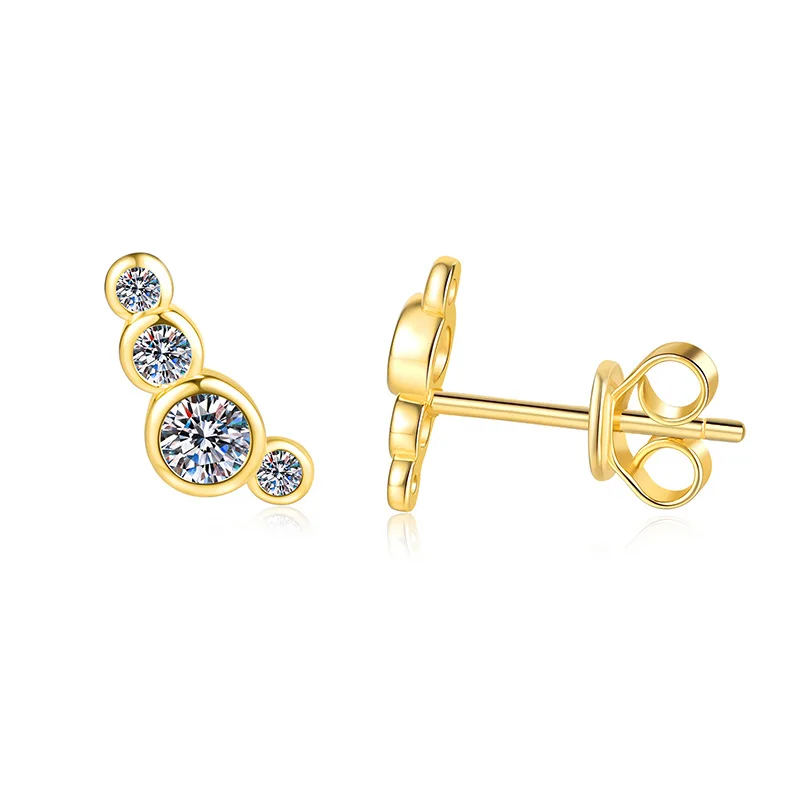 Moissanite Earrings Platinum PT950 18K Gold Earrings in Style Japanese and Korean Minimalist 0.32carat Moissanite Earrings