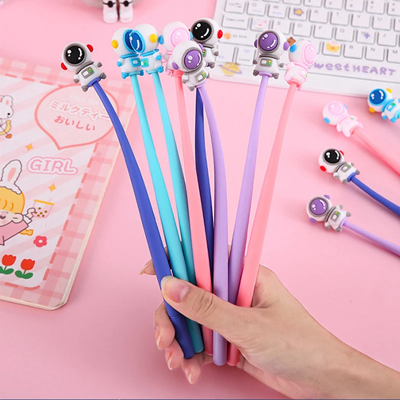 Cute Fun Astronaut Soft Silicone Gel Pens School Office Supply Cartoon Shake Black Signature Pen Student Stationery Prize Gift