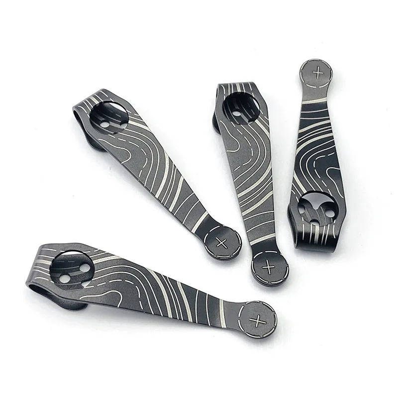 1piece Titanium Pocket Knife Clip Kydex Back Clips Contour Texture Waist Clip for C81 C10 C11 Folding Knife Modification Parts