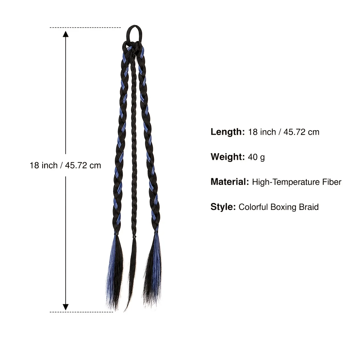 18 Inch Long Synthetic Hair Extensions Three Strand Braids Braided Synthetic Hair Women Fashion Extensions with Hair Rope