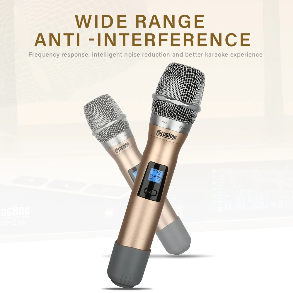 Dgnog-プロフェッショナルワイヤレスマイクシステム、ステージパフォーマンス用のデュアルダイナミックハンドヘルドマイク、2チャンネルストリーミング、DG-268