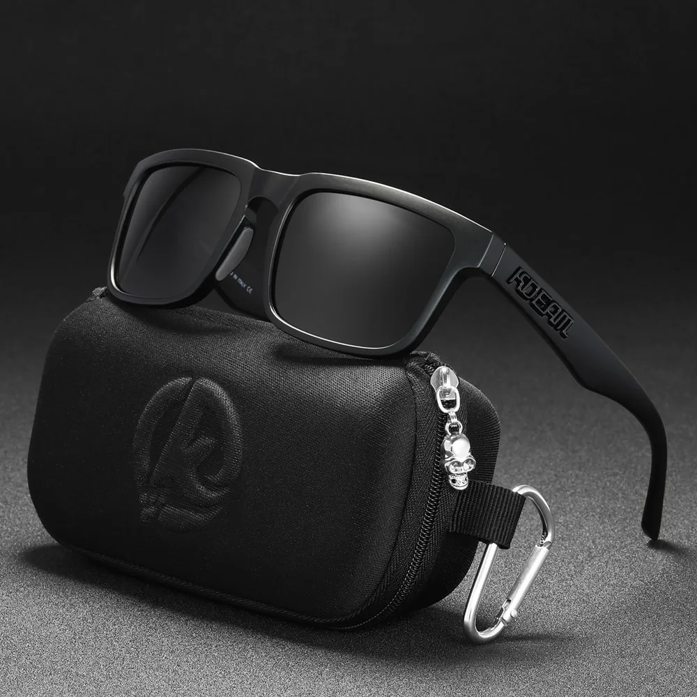 Neue hochwertige quadratische Sonnenbrille für Herren der Marke KDEAM, farbige Sport-Polarisations-Sonnenbrille mit reflektierender Beschichtung und verspiegelten Gläsern – Detail 9