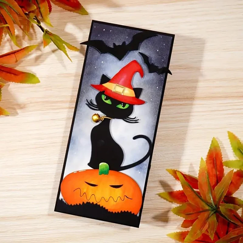 2023 DIY paper card process mold Halloween series metal carbon steel cutting mold cutting mold domineering kitten