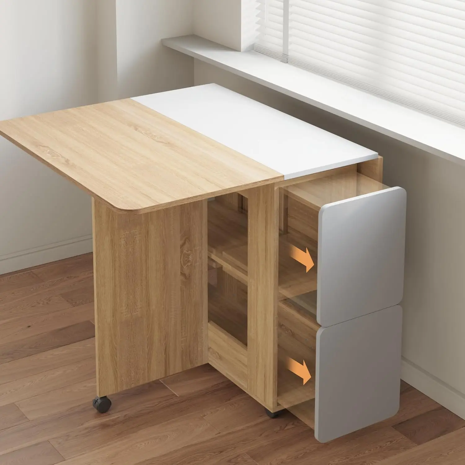 Folding Dining Table with 4 Chairs for Small Spaces, Natural Wood | Drop Leaf Table and Chairs for Small Spaces, Folding Dining