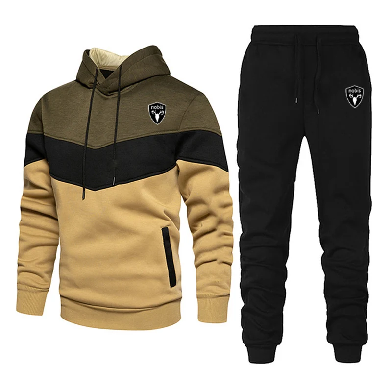 Nobis Men's Casual Sportswear Set 2025 Autumn Winter Three-Color Hoodie + Sports Pants 2-Piece Comfortable Design Sportswear Set