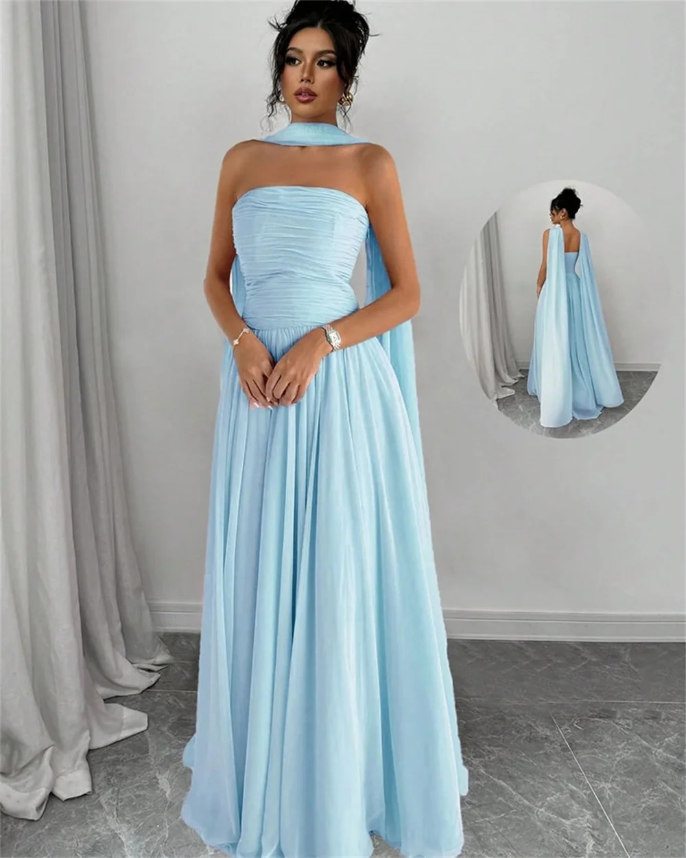 Mila-vestido de fiesta sencillo sin mangas, vestidos de noche lujosos sin tirantes personalizados para mujer, vestidos de fiesta hasta el suelo sin tirantes