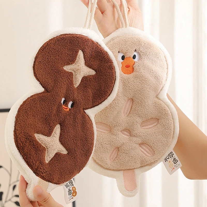 Kawaii Food Shape Hand Towel Absorbent Hanging Towels Cute Beer Shape Towels for Bathroom Kitchen Rag Children's Hand Towels