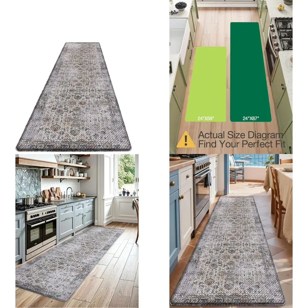 

Enhanced Anti-Fatigue Kitchen Floor Mat, 24x87, Cushioned PVC with Non-Slip Faux Leather Surface for Desk, Office, Sink, Laundry