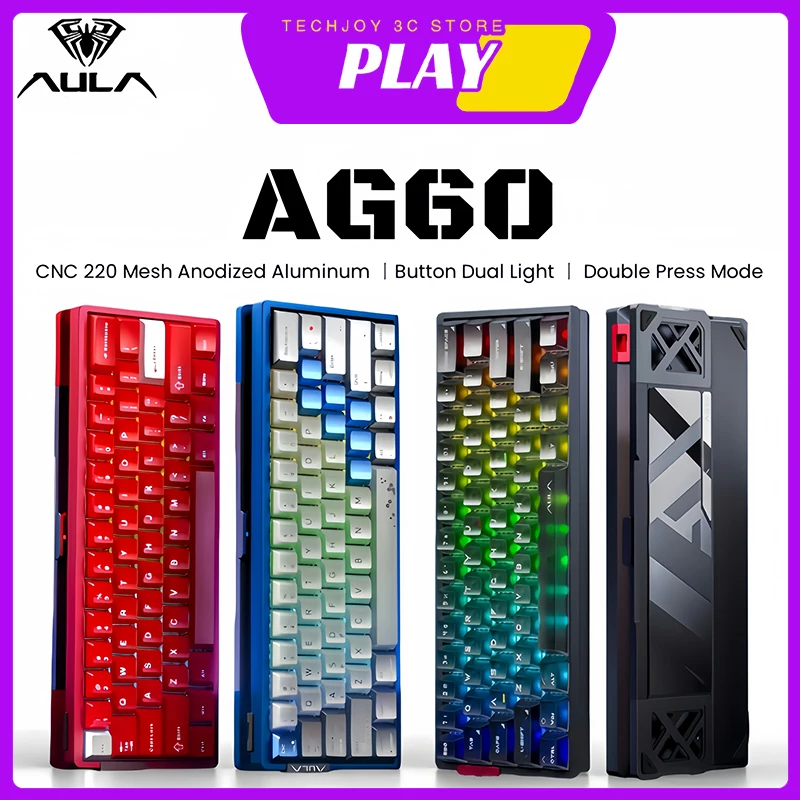 

AULA AG60 Magnetic Keyboard CNC Aluminum Wired Customized Esports Gaming Keyboard Dual Press Mode Dual Light RT0.001 0.08msDelay
