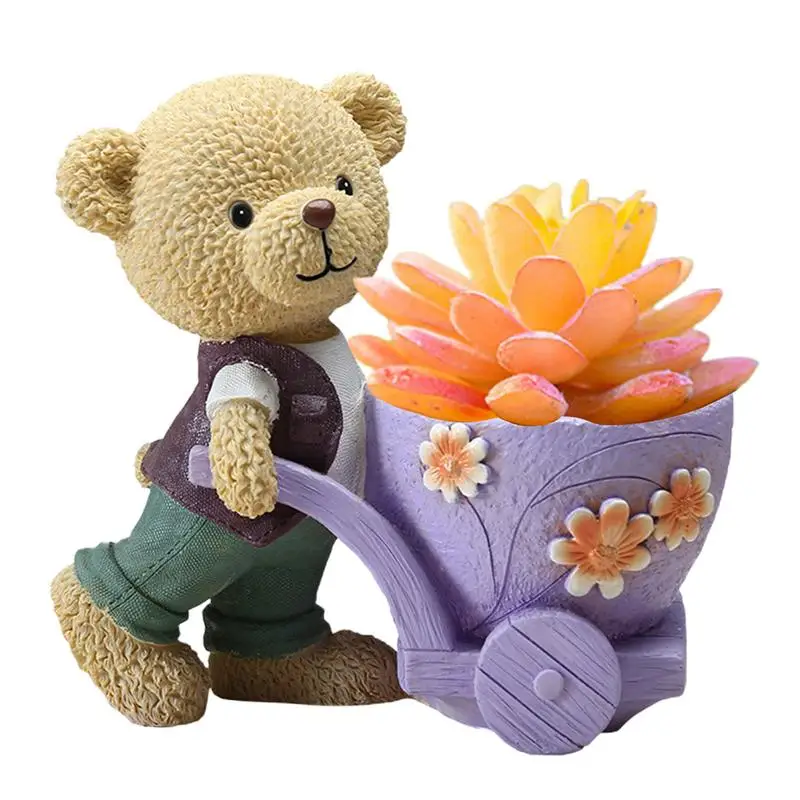 Cute Flower Pots Funny Succulent Planter With Brown Bear Design Exquisite Succulent Pot Small Succulent Pots For Succulents