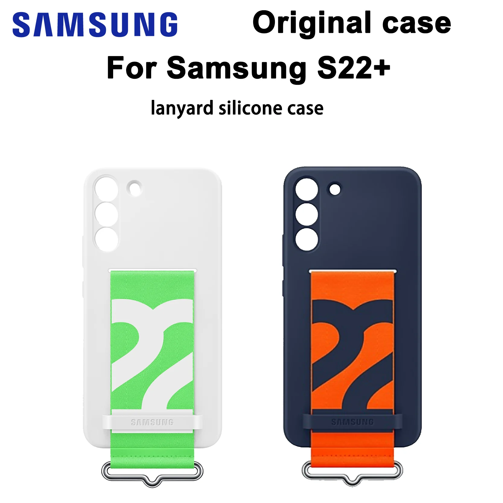 

Оригинальный чехол для Samsung Galaxy S22 +, силиконовый чехол с ремешком на ремешке, мягкий защитный чехол для телефона с гибкой ручкой для надежного удержания