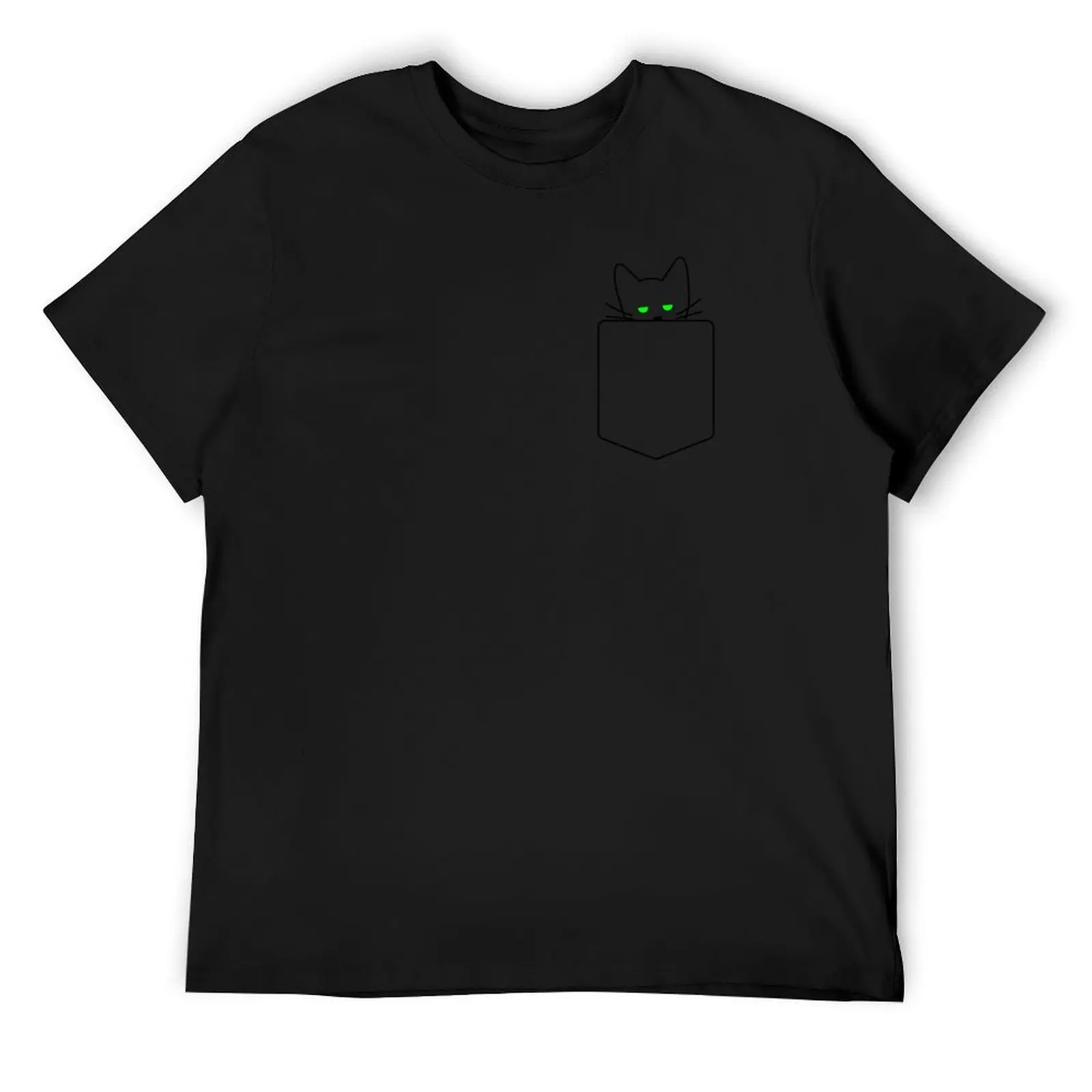 Green Eyed Cat In Pocket One Line Drawing One Line Art Minimal Minimalist T-Shirt for a boy baggy shirts mens graphic t-shirts