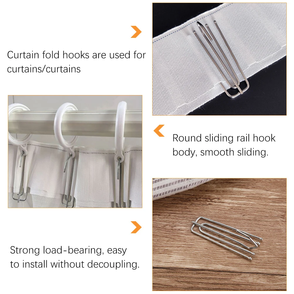 

50pcs Shower Curtain Hooks Stainless Steel High-Quality 4 Prongs Load-Bearing Waterproof Rustproof Pleater Accessories