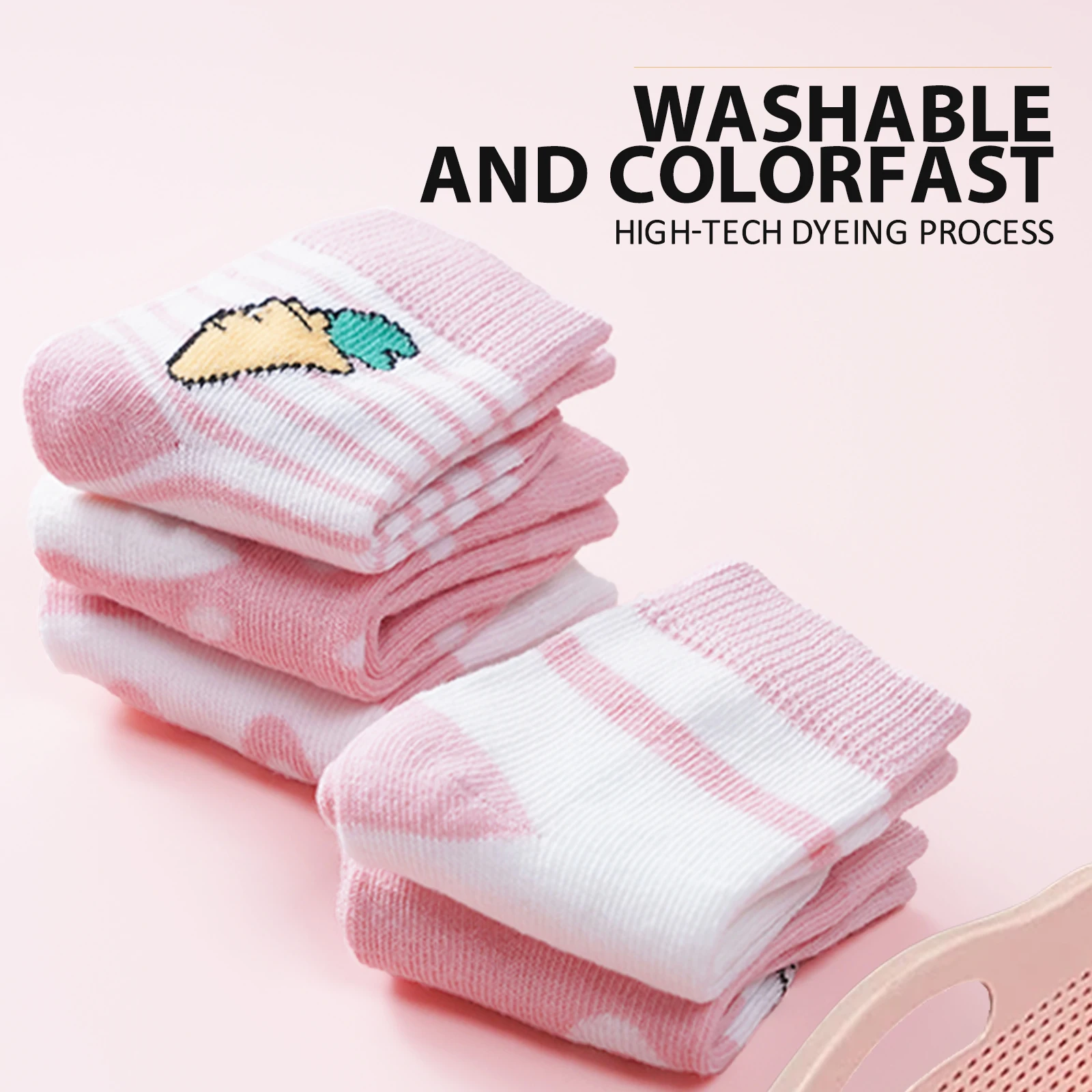 5Pairs CarToon Baby Socks Cute Rabbit Print Cotton Newborn Childrens Socks Girl Kid Soft Knit Toddle Sleeping Socks 0-8 Years image 6