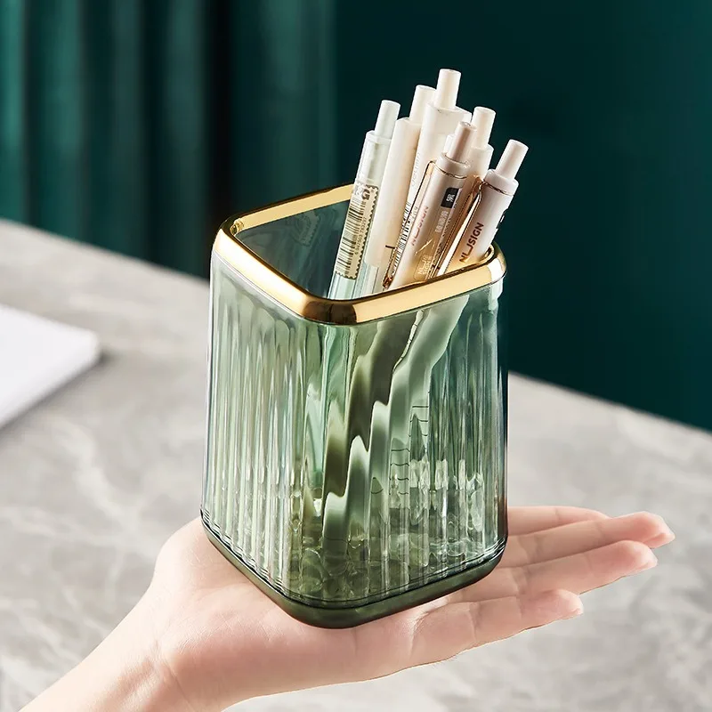 1pcMakeup Brush Bucket Storage Tube Dressing Table Office Desktop Pen Holder Cosmetics Storage Box