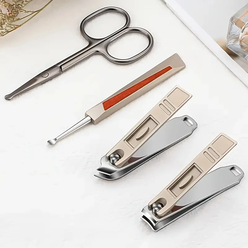 CMGF 5PCS Stainless Steel Nail Clipper Set Home Nail Scissors Pedicure Tools High Grade Nail Clippers Travel Gift Box