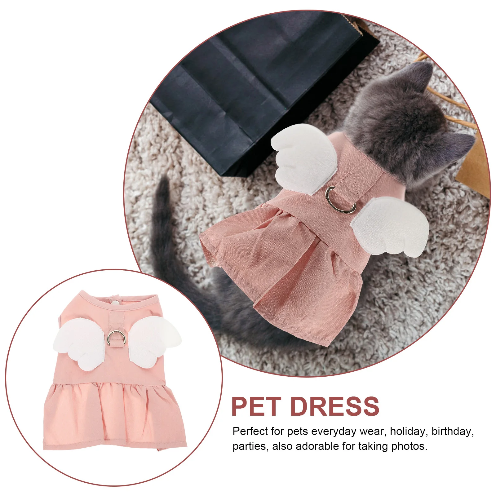 

Breathable Pet Dress for Cats Adorable Angel Style Soft Wear-Resistant Cat Dog Clothing Summer Outfit Party Birthday Gift Idea