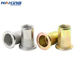 2-30pcs flat head rivet nut stainless steel m3 m4 m5 m6 m8 m10 m12 rivnut zinc plated cap rivet threaded nut