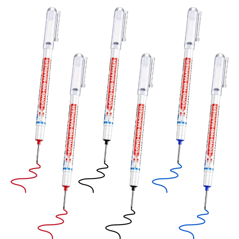 Multipurpose Deep Hole Marker Deep Hole Long Tip Marker Waterproof Suitable for Bathroom Carpentry Red Black Blue