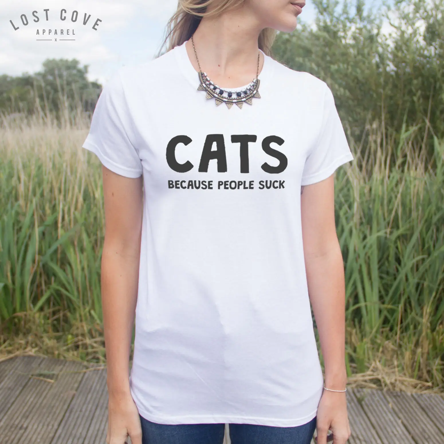 Cats Because People Suck T shirt Crazy Cat Lady Lover Slogan Fashion Top