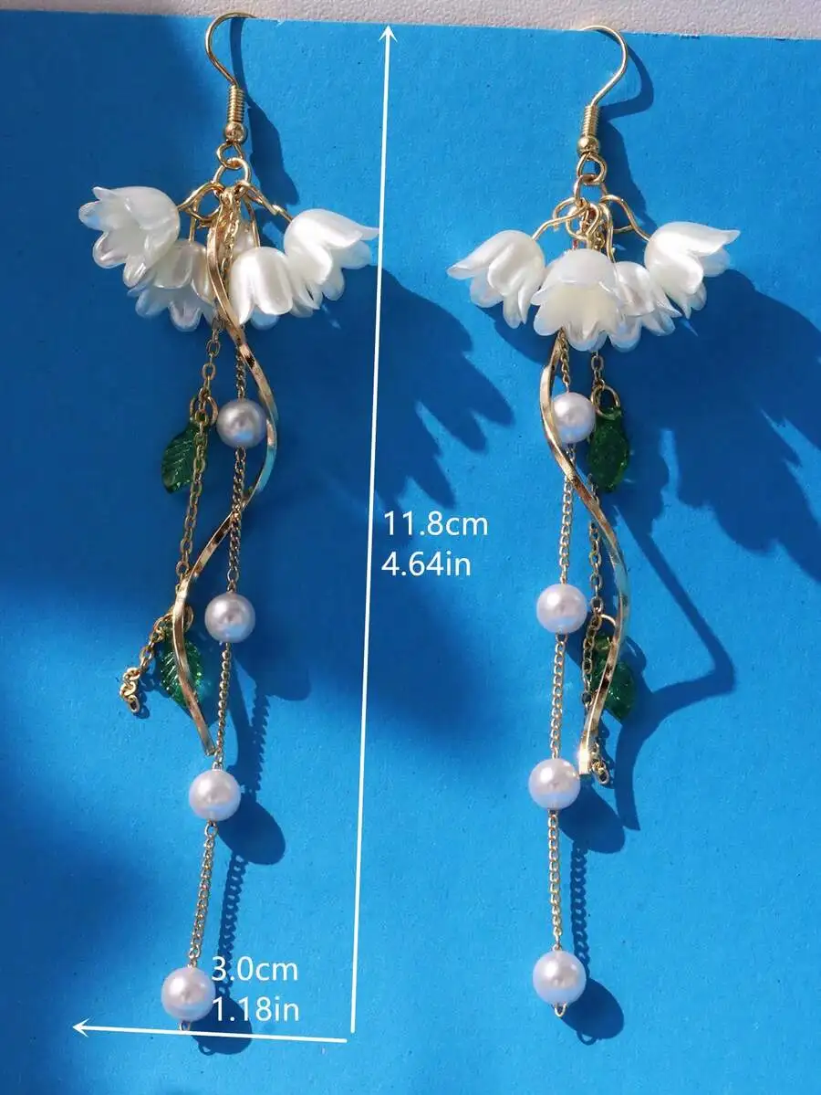

Faux Pearl Lily Of The Valley Drop Earrings For Women Gift