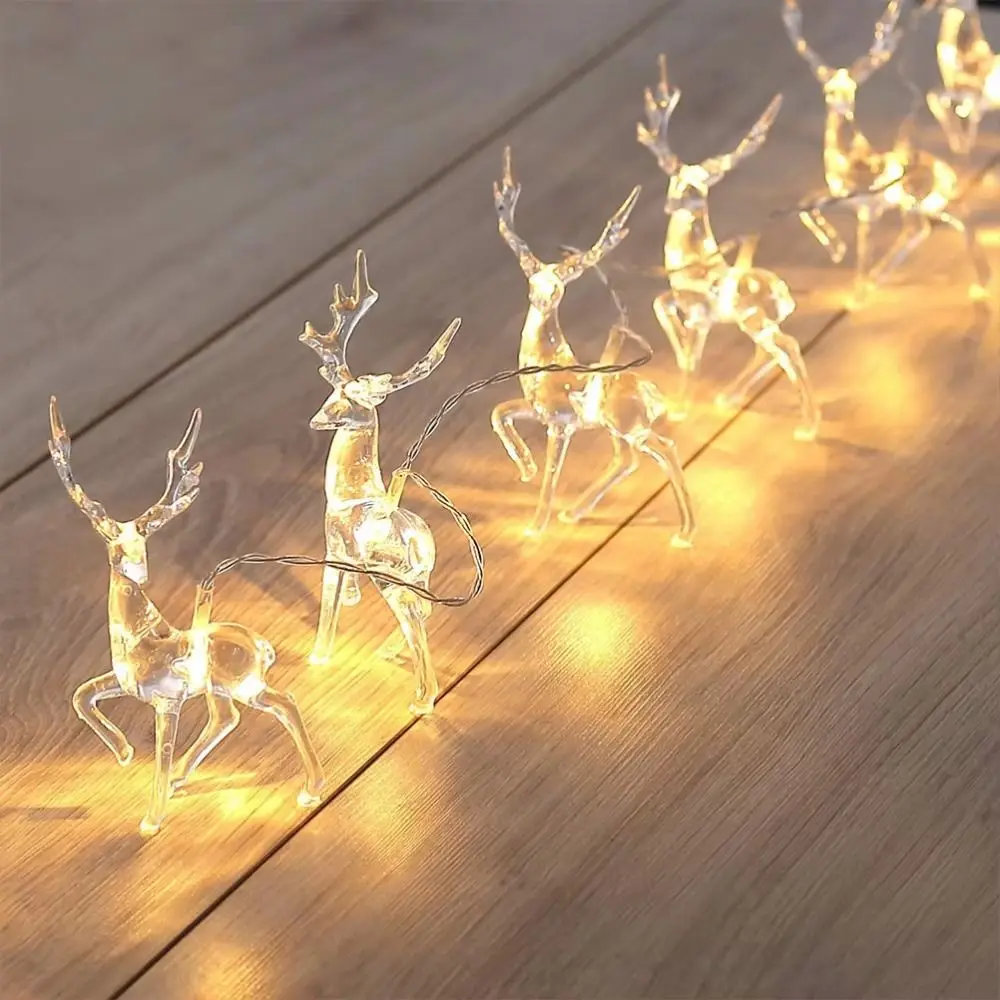 1.5m Length Reindeer String Lights 3D Shape Indoor Use Christmas String Lights Battery Powered LED Lighting