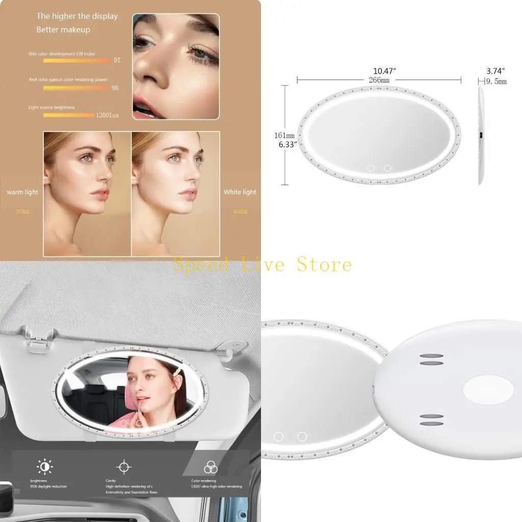 547C Car Visor Vanity Mirror Car Makeup Mirror with LED Lights Vanity Mirror for Smart Dimming for Touch Ultra-thin