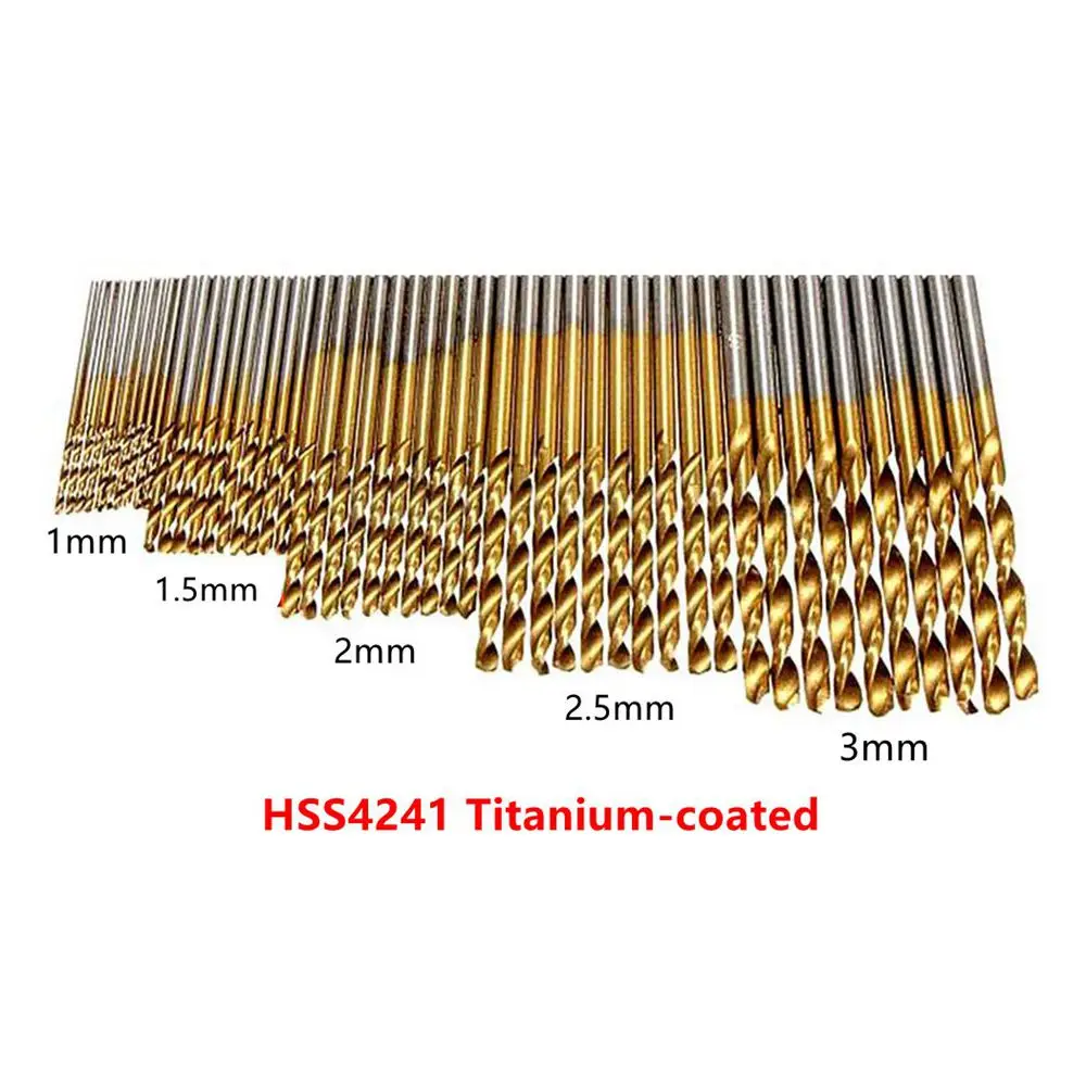 50Pcs M35 Cobalt Steel M35-CO HSS4241 Titanium Resistant Twist Drill Bits 1mm 1.5mm 2mm 2.5mm 3mm Set for Stainless Steel Metal