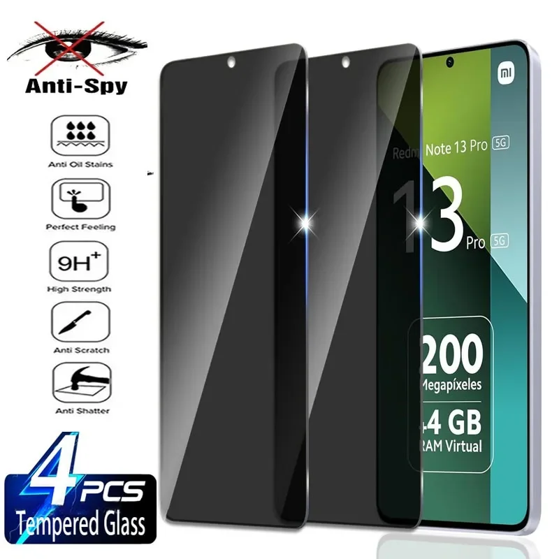 

2/4Pcs Anti-Spy Tempered Glass For Xiaomi Redmi Note 13 Pro 4G POCO F6 Pro 9H Privacy Screen Protector