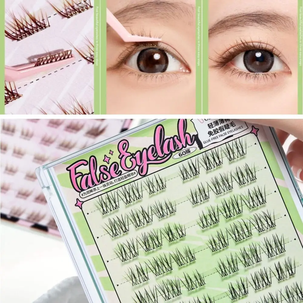 

New 3D Manga Fox Eye False Eyelashes Dark Brown Natural Individual Lashes Fluffy Eyelash Clusters Eye Makeup Tools