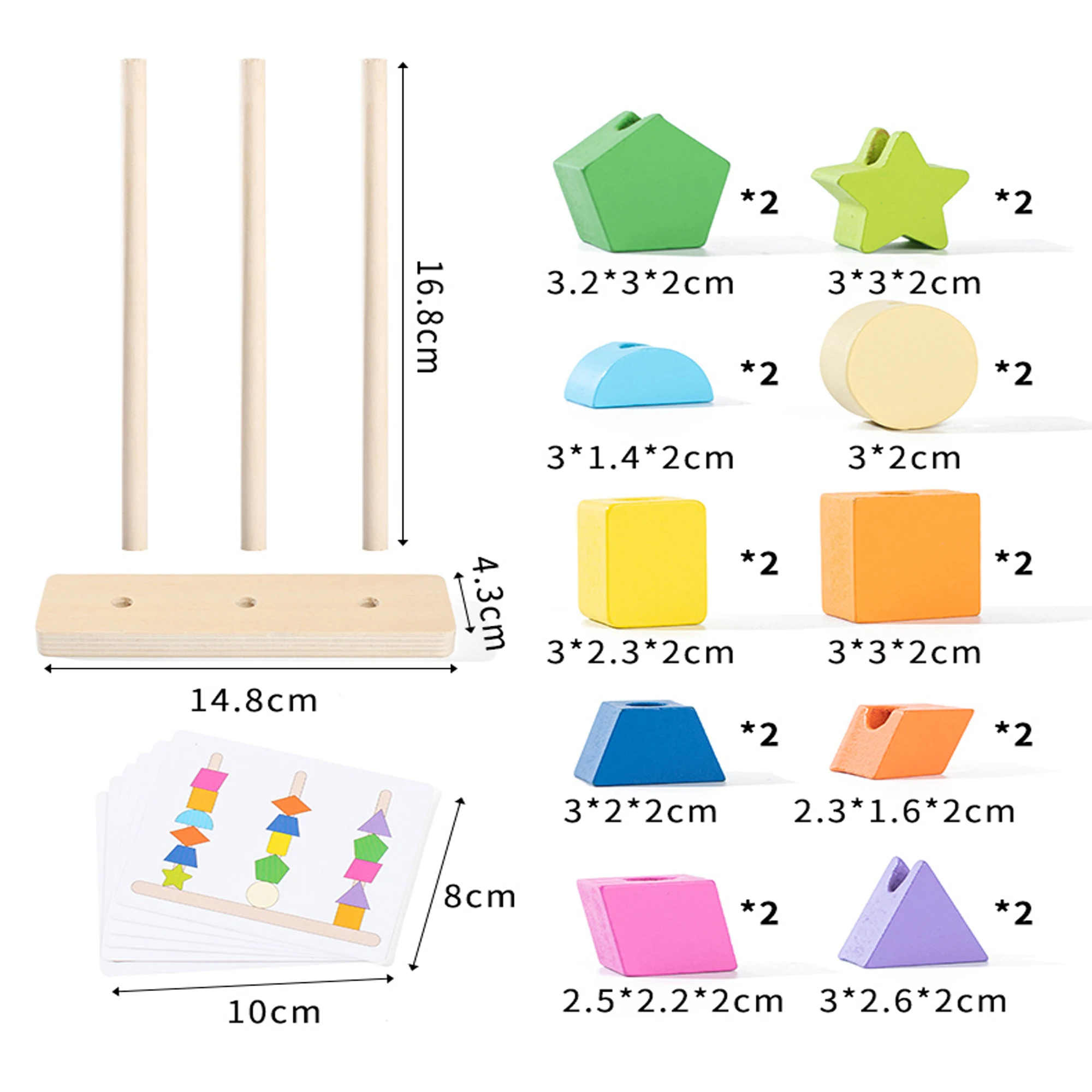 Jeu de décennie s de Construction Montessori en Bois, Puzzle de Formes Assorties, Cadeau pour Enfant