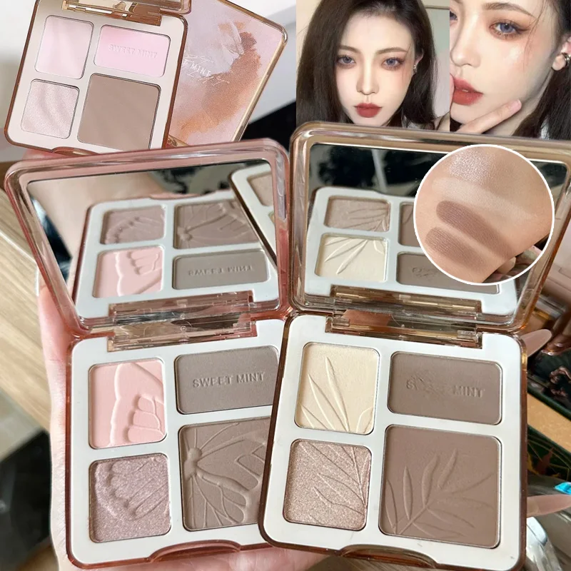 พาเลทท์ไฮไลท์เตอร์คอนทัวร์เฉดดิ้งผงแต่งหน้าเนื้อแมท บรอนเซอร์ ไฮไลท์ กลิตเตอร์ บลัชออน คอนทัวร์จมูก