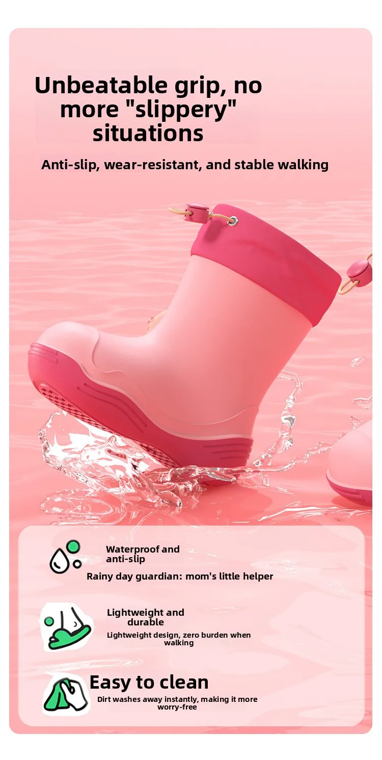 2026 Sommer Kinder Rutschfeste Regenstiefel Mädchen Modische Wasserschuhe mit Dicken Sohlen Schön Gestaltete Schnallen-Regenschuhe – Detail 8