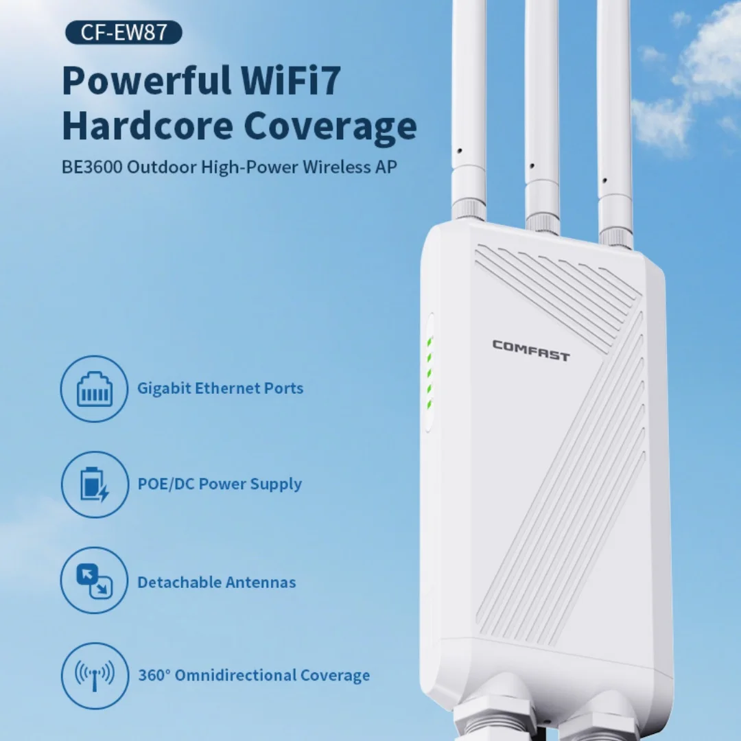

COMFAST BE3600 Outdoor CPE Wireless AP WiFi7 3600Mbps 2.4&5.8GHz WiFi Repeater Router Dual Dand Long Range signal Repeater
