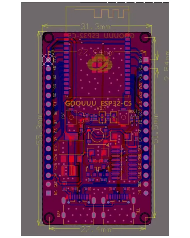 ESP32-C5 Entwicklungsboard unterstützt Dual-Frequenz 2,4G und 5GHz WiFi 6 Bluetooth BLE ESP32 C5 Core Board – Detail 5